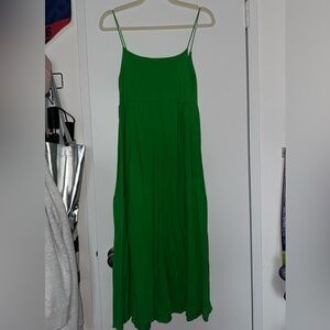 Elegant Green Spaghetti Strap Dress - American Vintage
